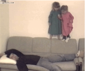 Bam GIF - Sleeping Dad Daughters Funny GIFs