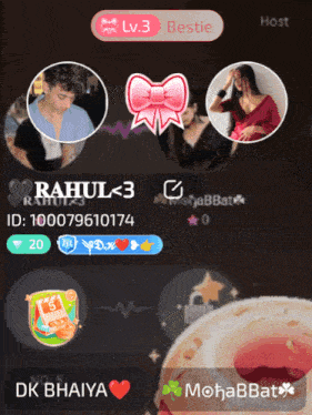 a screenshot of a video game with the name rahul < 3 on it