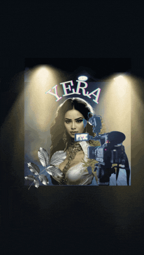 a poster for vera with a woman and camera