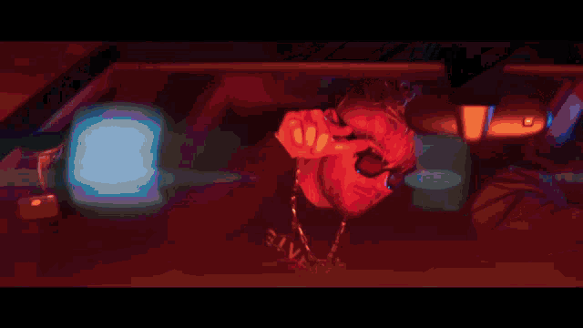 a pixelated image of a man in a car with a reflection of him in the window