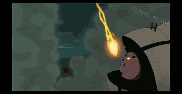 a cartoon scene with a lightning bolt coming out of it and the words pomica film on the bottom right