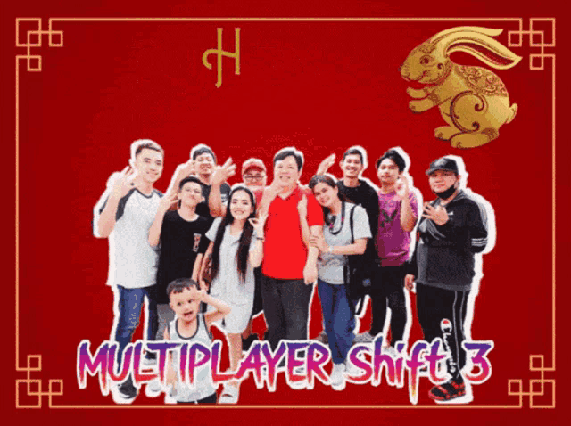 a group of people posing for a picture with the words happy new year 2023 multiplayer shift 3 on the bottom