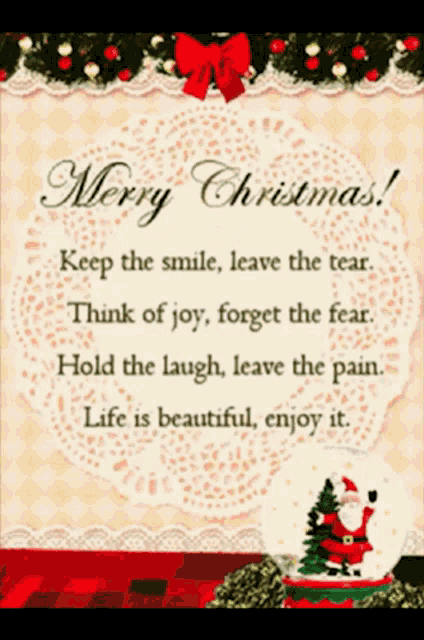 a merry christmas card with a quote about life
