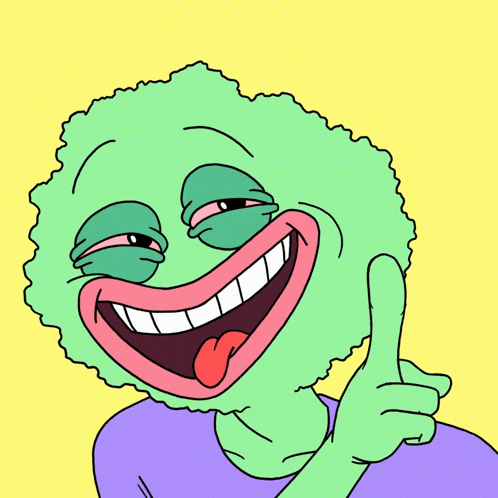 a cartoon drawing of a person with a big smile on their face and giving a thumbs up