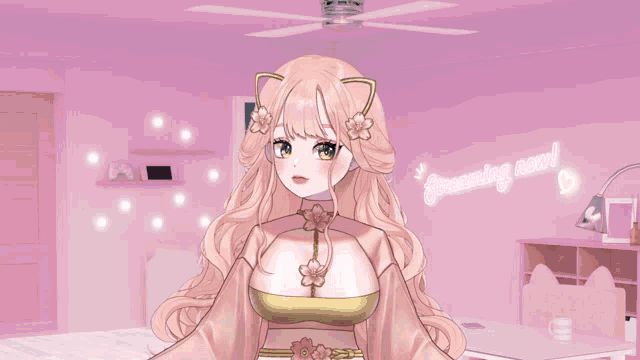 a girl in a pink room has a bunch of ghosts coming out of her face and says aww