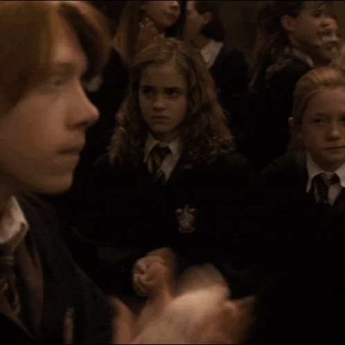 a group of young girls wearing school uniforms with a crest on their chest