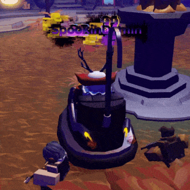 a video game scene with the word spooking written on the screen