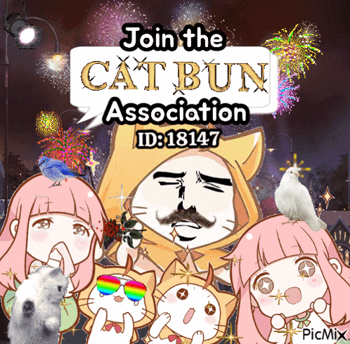 a sign that says join the cat bun association id : 18147