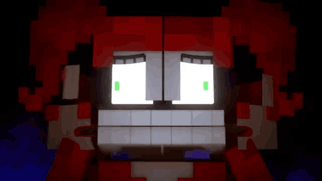 a minecraft character with red hair and green eyes
