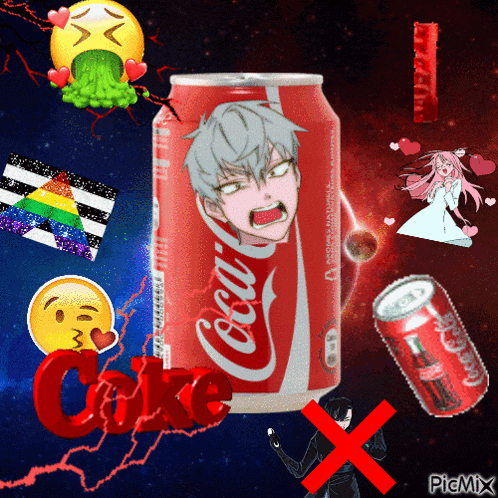 a can of coca-cola with a boy on it