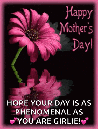 a happy mother 's day greeting card with a pink flower