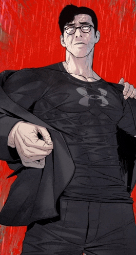 a man in a black under armour shirt