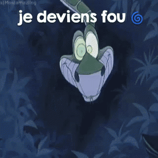 a cartoon of a snake with the words je deviens fou on it