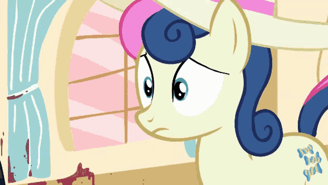 a cartoon of a pony with a swirly mane and tail