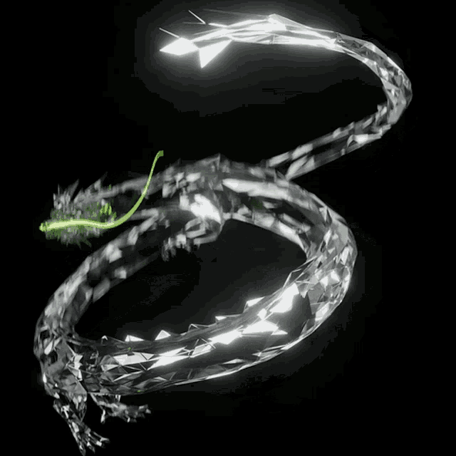 a 3d rendering of a snake with green eyes