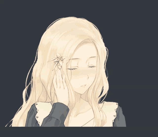 a girl with a flower in her hair has the word more on the bottom