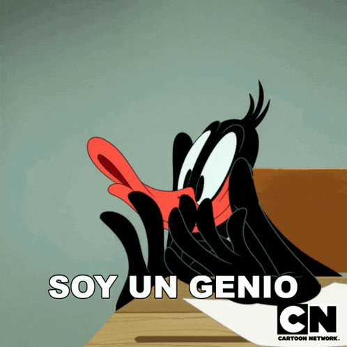 a cartoon of daffy duck with the words soy un genio cn on the bottom