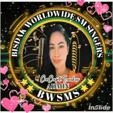a logo for bisdak worldwide sm singers has a woman in the center