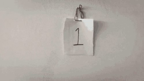 a piece of paper with the number 1 on it