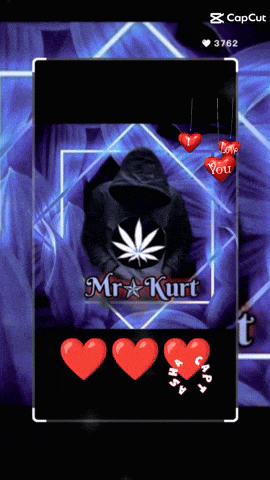 a picture of a man with a marijuana leaf and the name mr kurt on the bottom