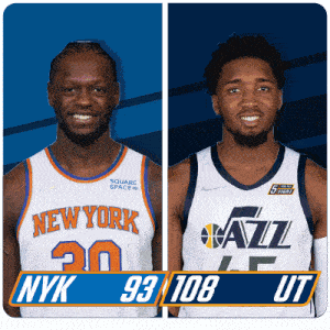 New York Knicks (93) Vs. Utah Jazz (108) Fourth-period-overtime Break GIF - Nba Basketball Nba 2021 GIFs