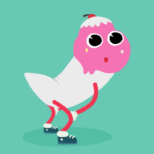 a cartoon drawing of a strawberry ice cream cone