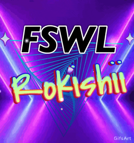 a neon sign that says fswl pokishii