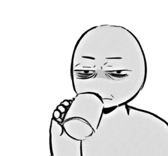 a drawing of a person drinking from a cup .