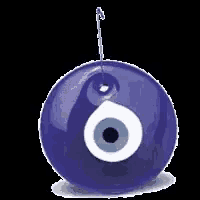 a blue ball with an evil eye on it