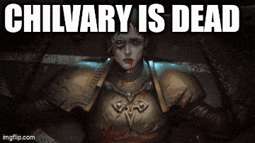 a picture of a knight with the words chilvary is dead underneath it