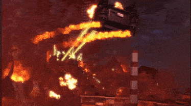 a fireball is being thrown at a monster in a video game scene