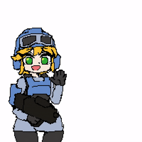 a pixel art of a man holding a gun and a woman looking at him .