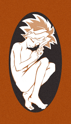 a drawing of a naked person with a very long hair