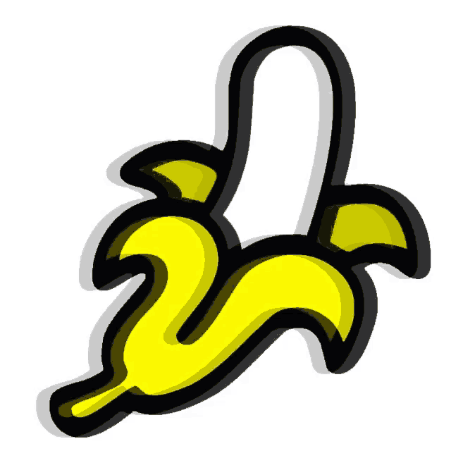 a cartoon drawing of a banana peel with a black outline