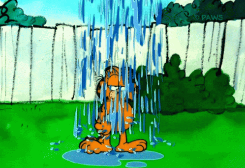 Raining Garfield GIF
