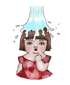 a cartoon of a woman with water coming out of her hair