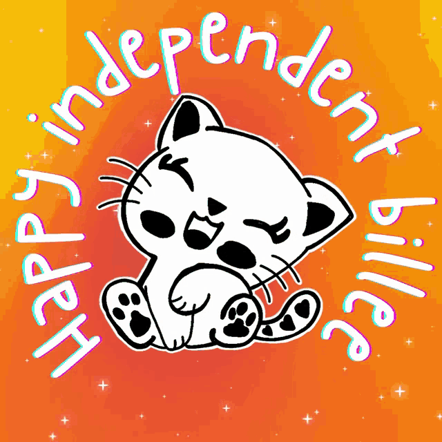 a drawing of a cat with the words " independent billie " surrounding it