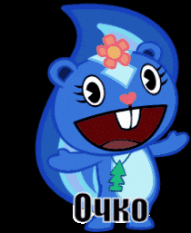 a blue cartoon squirrel with a flower on her head and the word ohko written below it