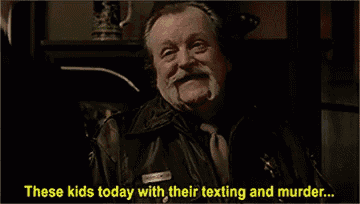 a man in a sheriff 's uniform says these kids today with their texting and murder ..