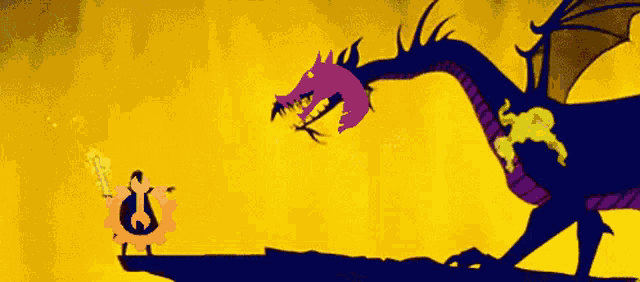 a cartoon of a woman standing next to a large dragon