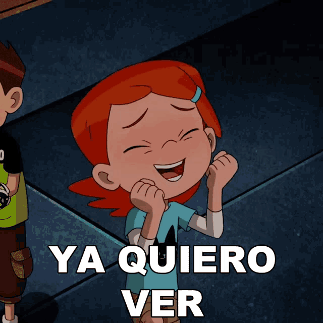 a cartoon of a girl with red hair and the words ya quiero ver