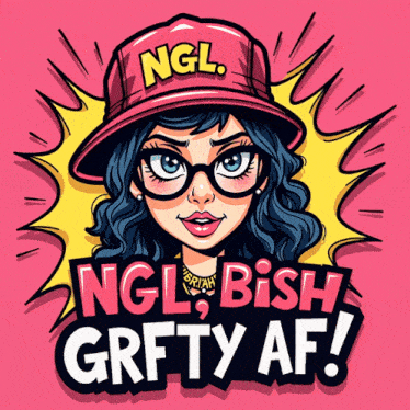 a girl wearing glasses and a red hat says ngl british grfty af