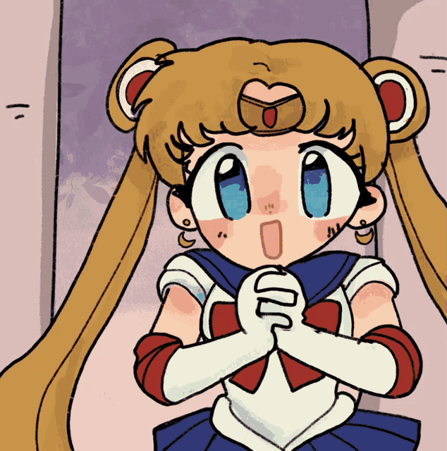 a cartoon drawing of sailor moon with a surprised expression on her face