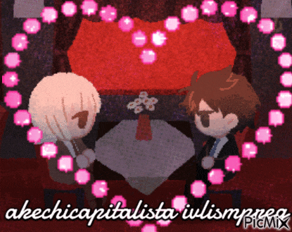 a pixel art of two people sitting at a table with the words " aechicapitalista iulismmyne picmix "