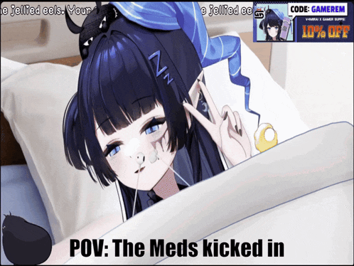 a video of a girl laying in a hospital bed with the words pov the meds kicked in
