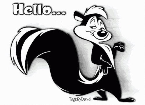 a cartoon of a skunk with the words have a great day