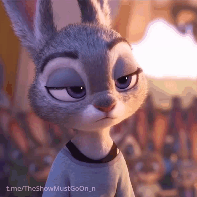 a close up of a cartoon rabbit with the url t.me/theshowmustgoon_n on the bottom right