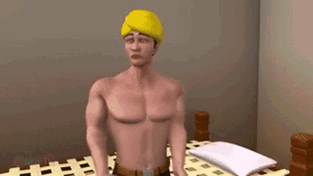 a cartoon of a shirtless man wearing a turban