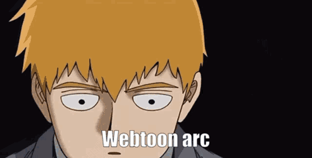 a close up of a cartoon character 's face with the words webtoon arc above it