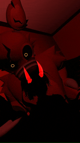 a drawing of a monster with red horns and a circle in its eyes